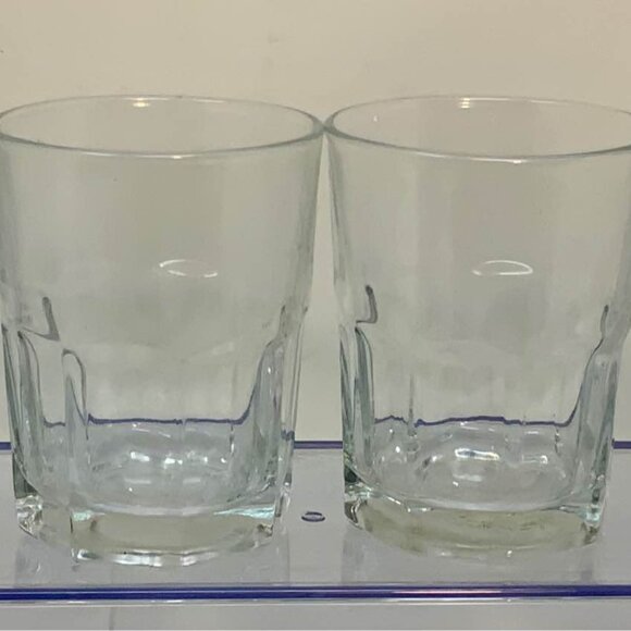 CRISA Glasses 3 7/8" Clear Paneled Heavy Drink Tumblers Glass Vintage SET Of 4 - Picture 1 of 7